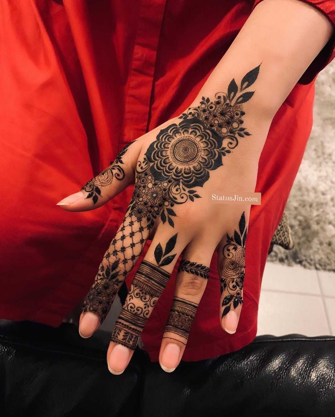 one hand Arabic Mehndi Designs