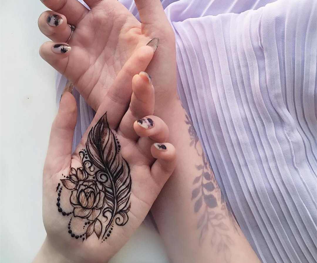 Rose Mehndi Design on Palm