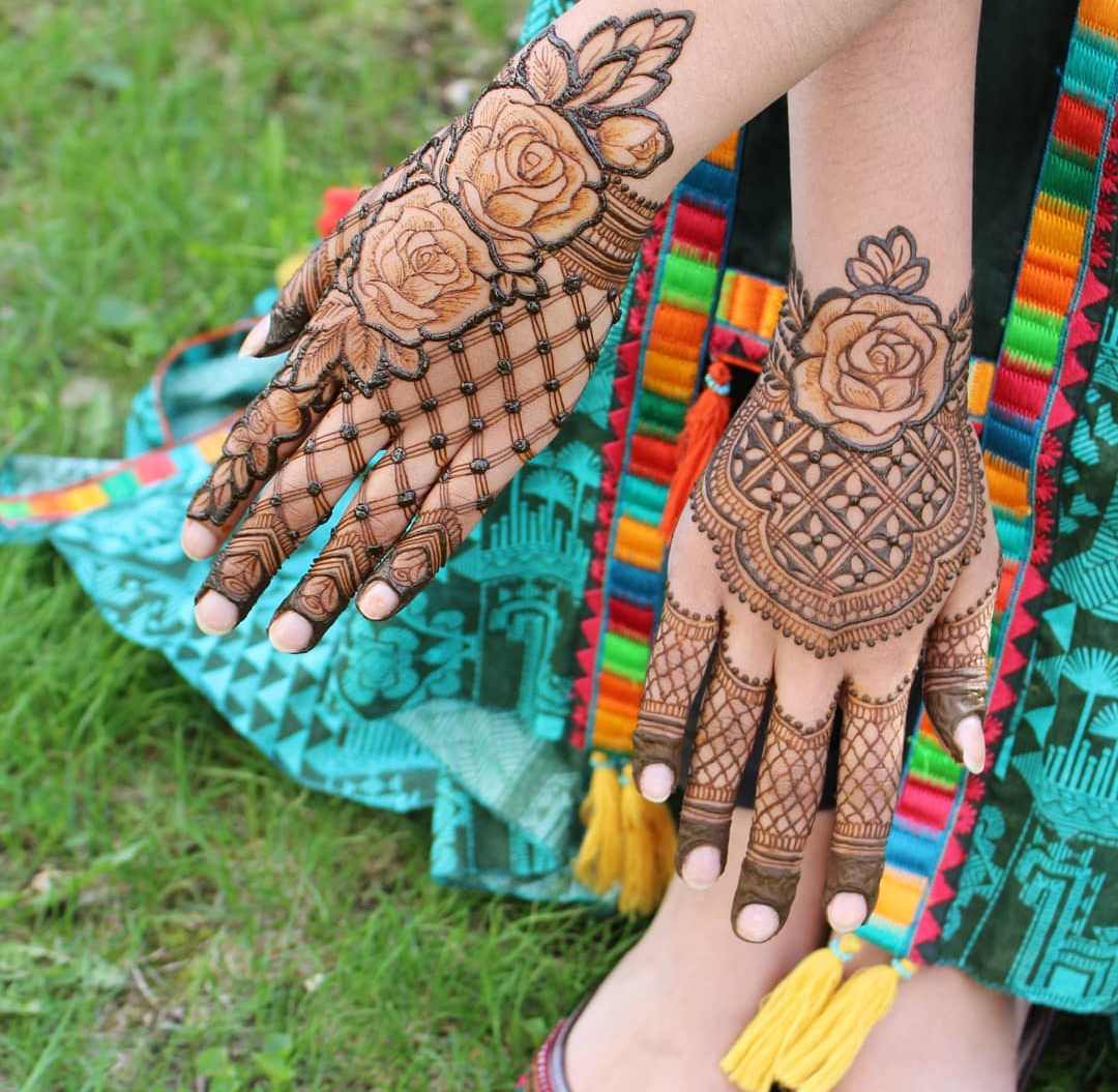 Both hand Rose Mehndi Designs